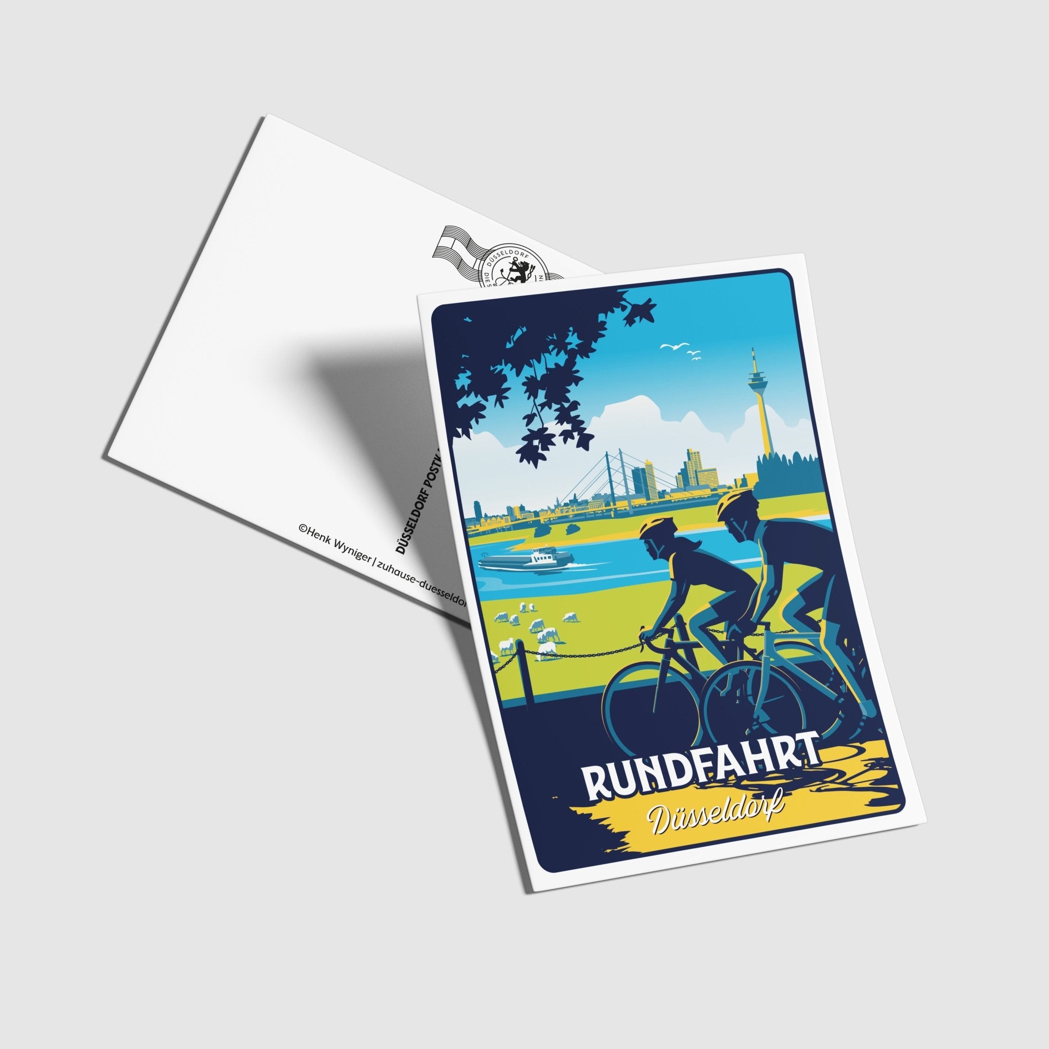 Postkarte Rundfahrt Düsseldorf - Zu Hause ist es auch schön