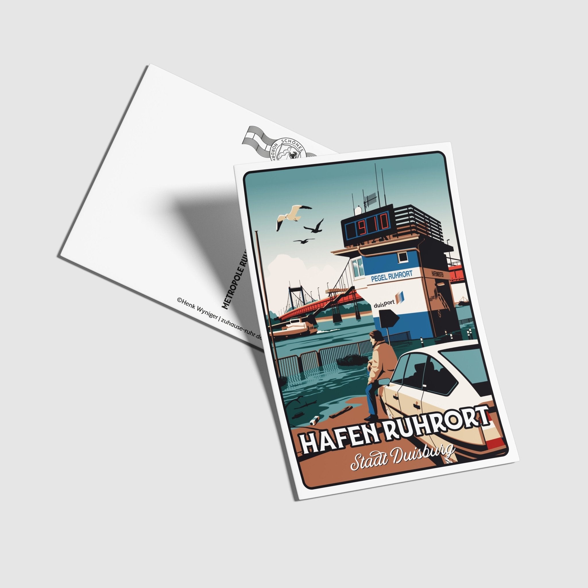 Postkarte Hafen Ruhrort - Zu Hause ist es auch schön