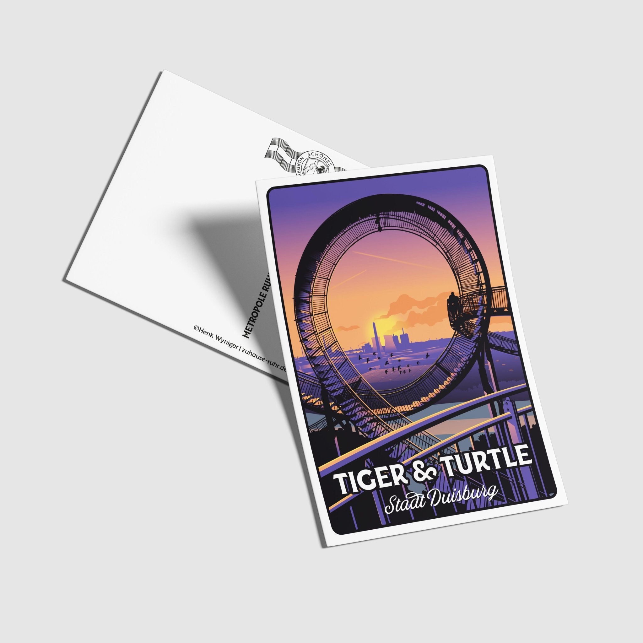 Postkarte Tiger & Turtle - Zu Hause ist es auch schön