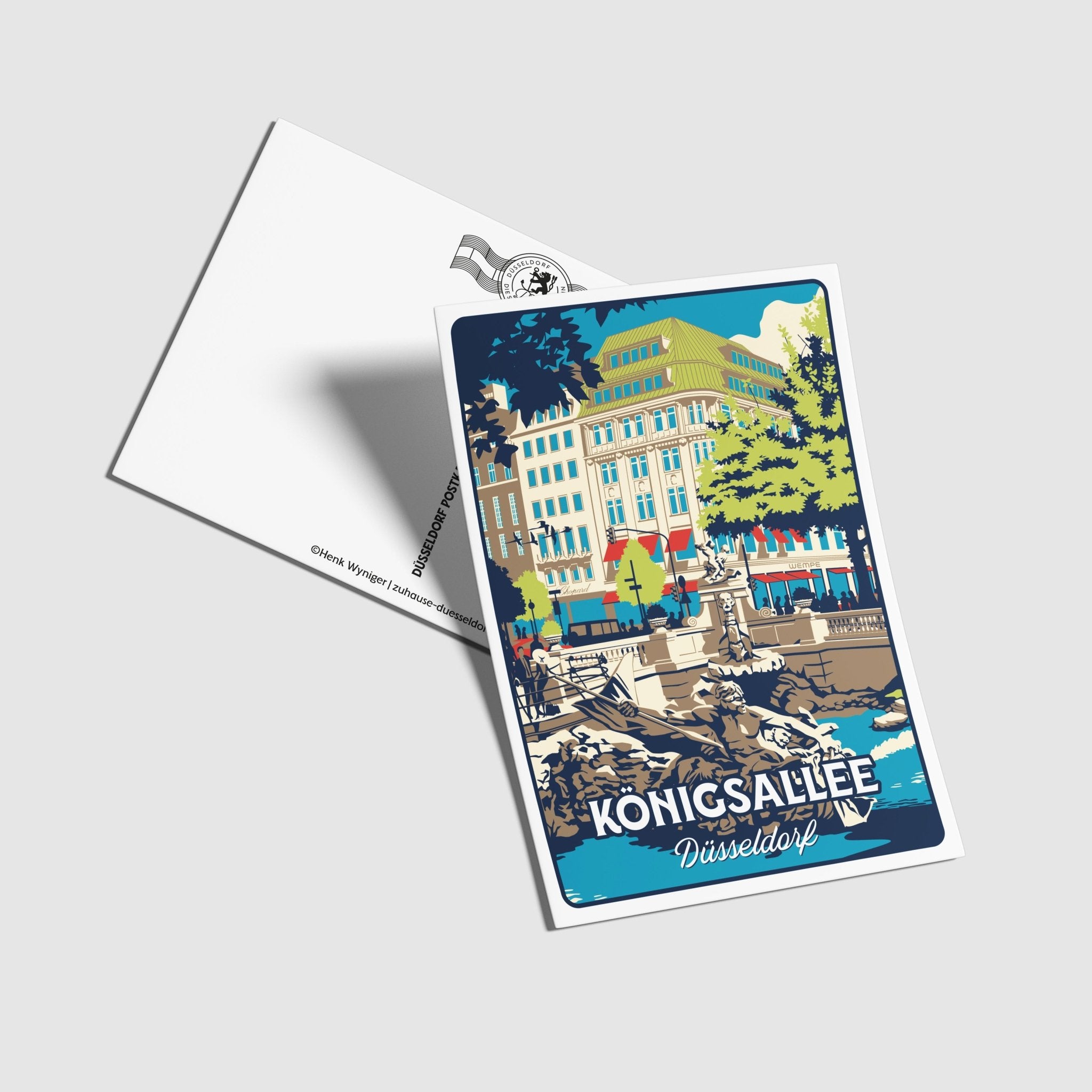 Postkarte Königsallee Düsseldorf - Zu Hause ist es auch schön