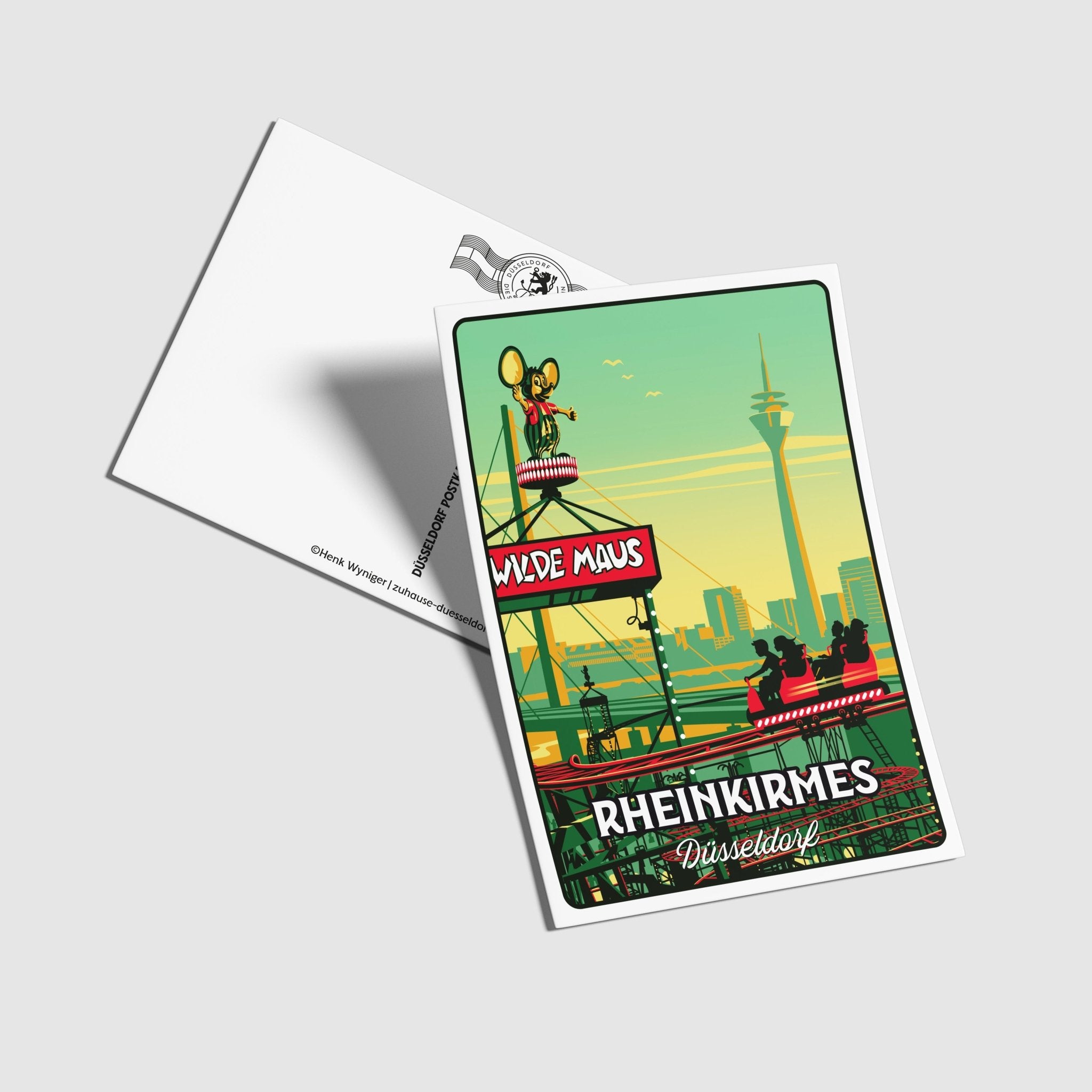 Postkarte Rheinkirmes Düsseldorf - Zu Hause ist es auch schön
