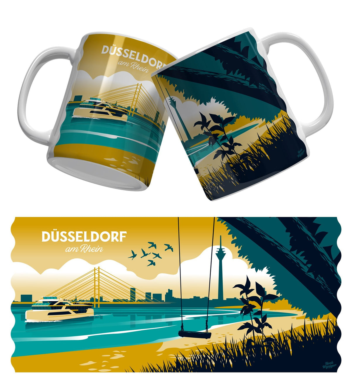 Düsseldorf Tasse "Rheinstrand" - Zu Hause ist es auch schön